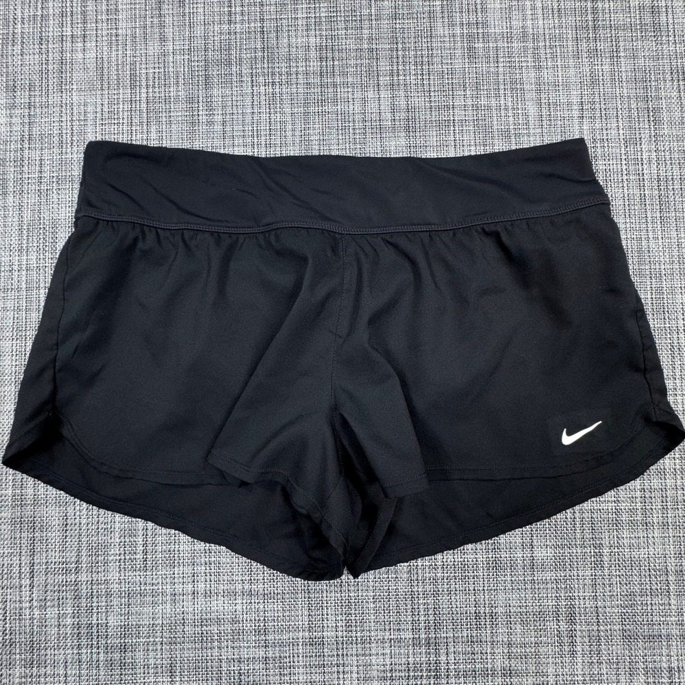 Nike Essential Swim Board Shorts Womens Large Black Lined Stretch Waist Pocket